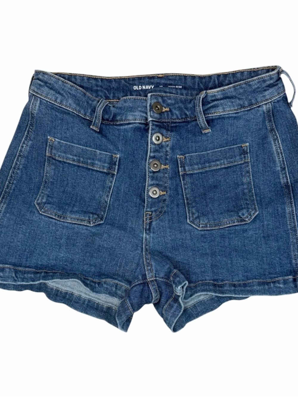 Old Navy Dark Blue High-Rise Button-Front Denim Shorts size 10